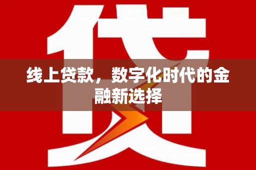 垣曲线上贷款，数字化时代的金融新选择